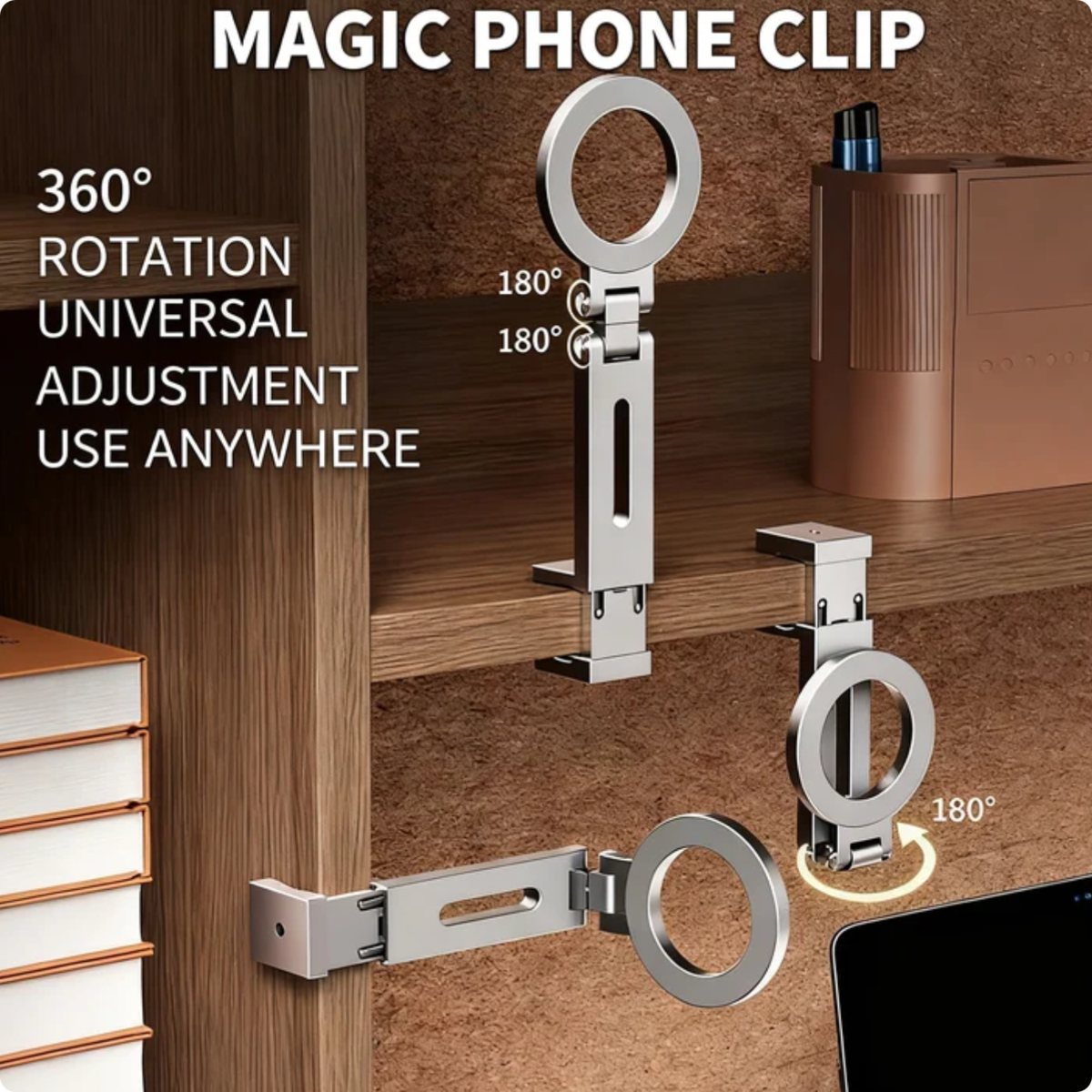 Magnetic Phone Stand For Travel, 360 Rotatable Foldable Desk Holder With N52 Strong Magnets, Portable Magsafe Compatible Mount For Airplane Train Car And Home Office