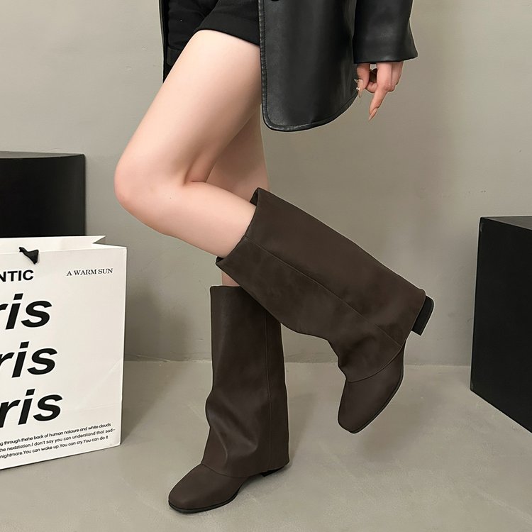 Slouchy Fold Over Mid Calf Boots, picture 3 of 3
