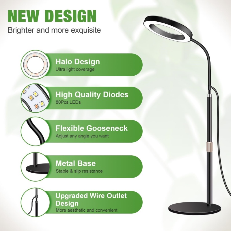 LED Grow Lights For Indoor Plants Halo Ring Full Spectrum Growing Lamp Veg