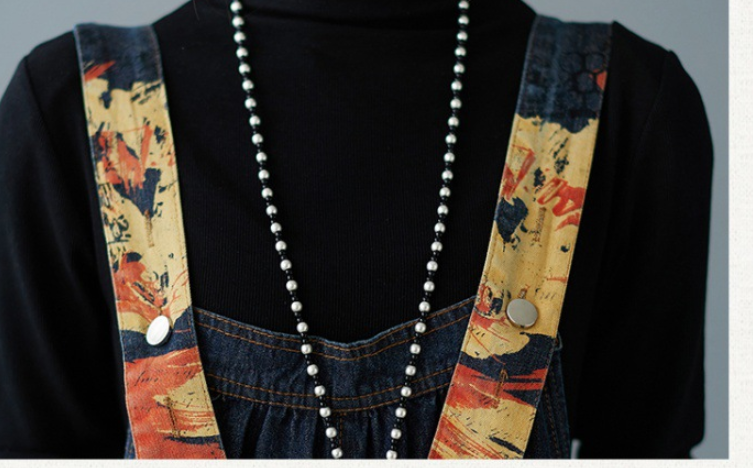 Title 8, Spring Jean Overalls Printed And Washed Stitchi...