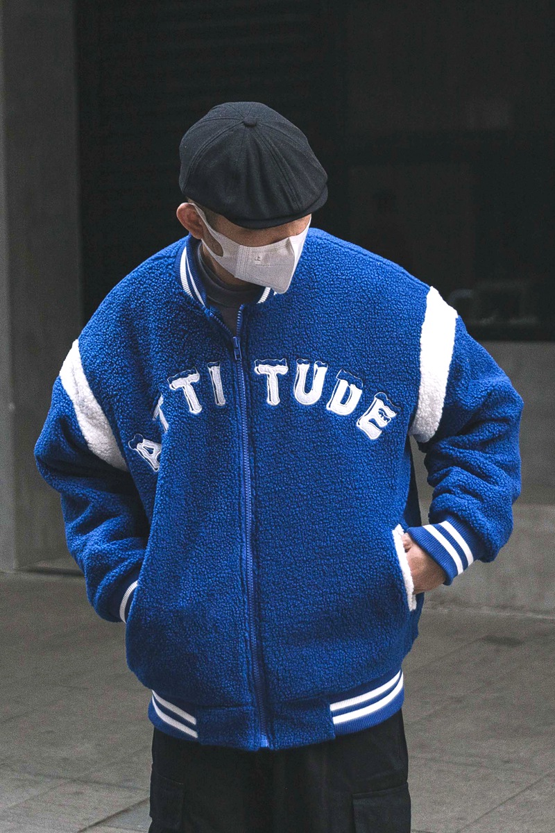 Men's Stand Collar Plush Embroidered Cotton Coat