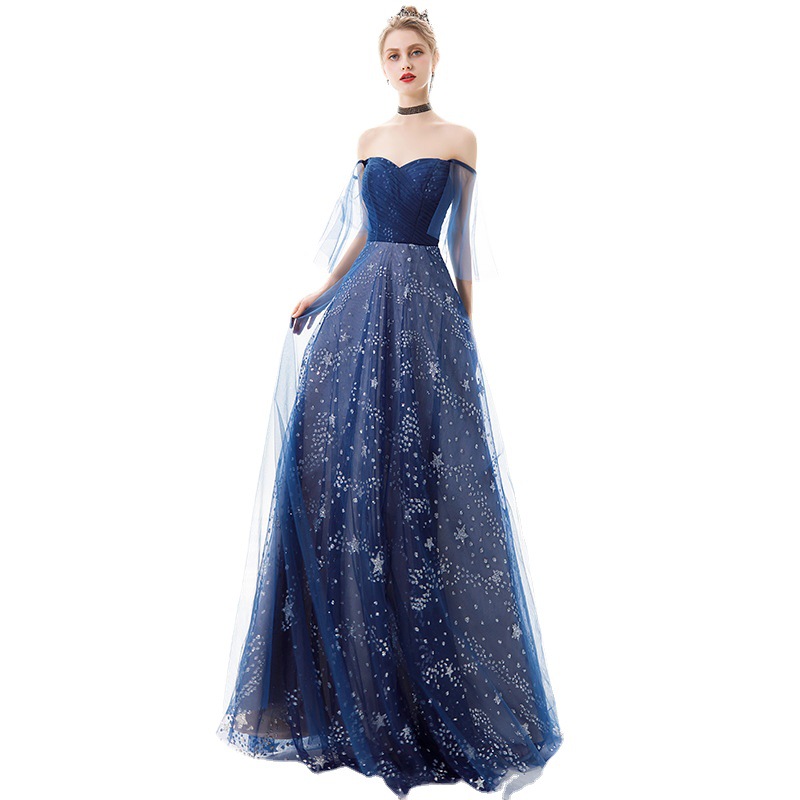 Title 3, Starry Sky Off-shoulder Evening Dress