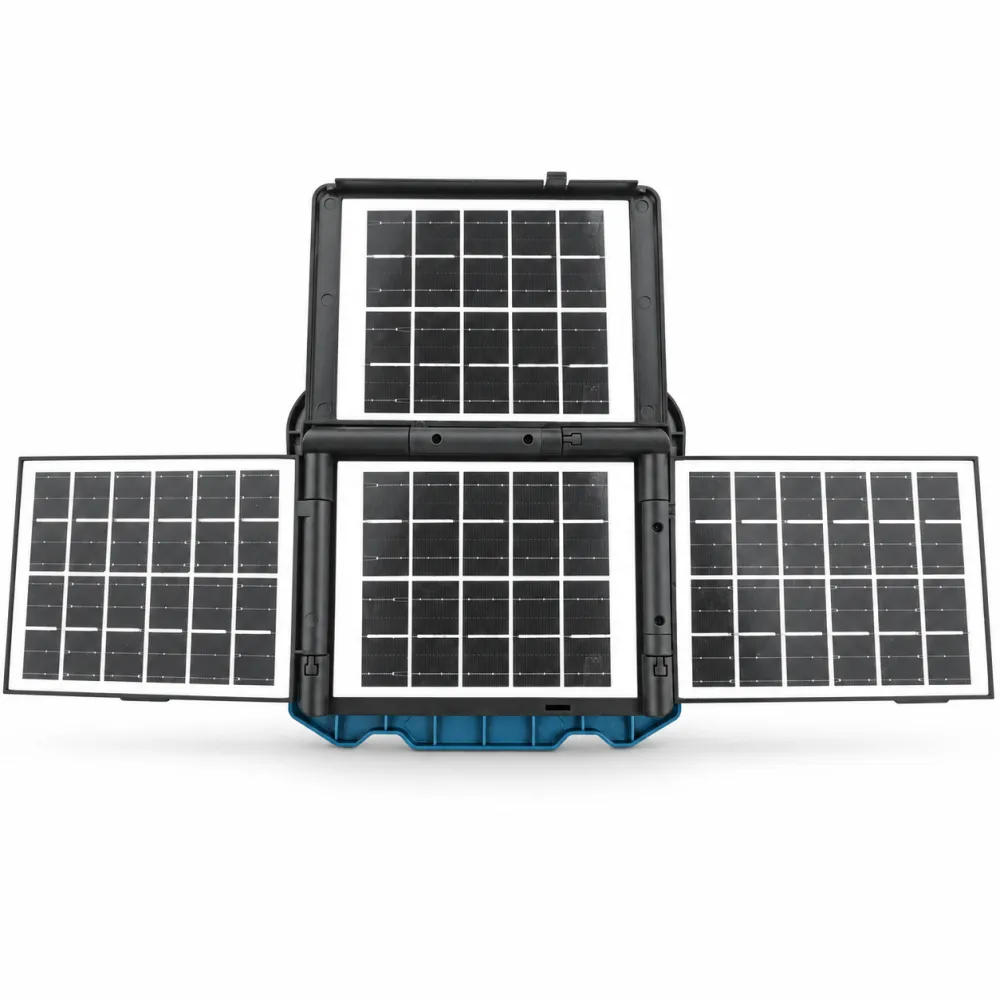 Solar Powered Rechargeable Battery Display Power Bank Function LED Work Light W8151 2 Blue 2520LM