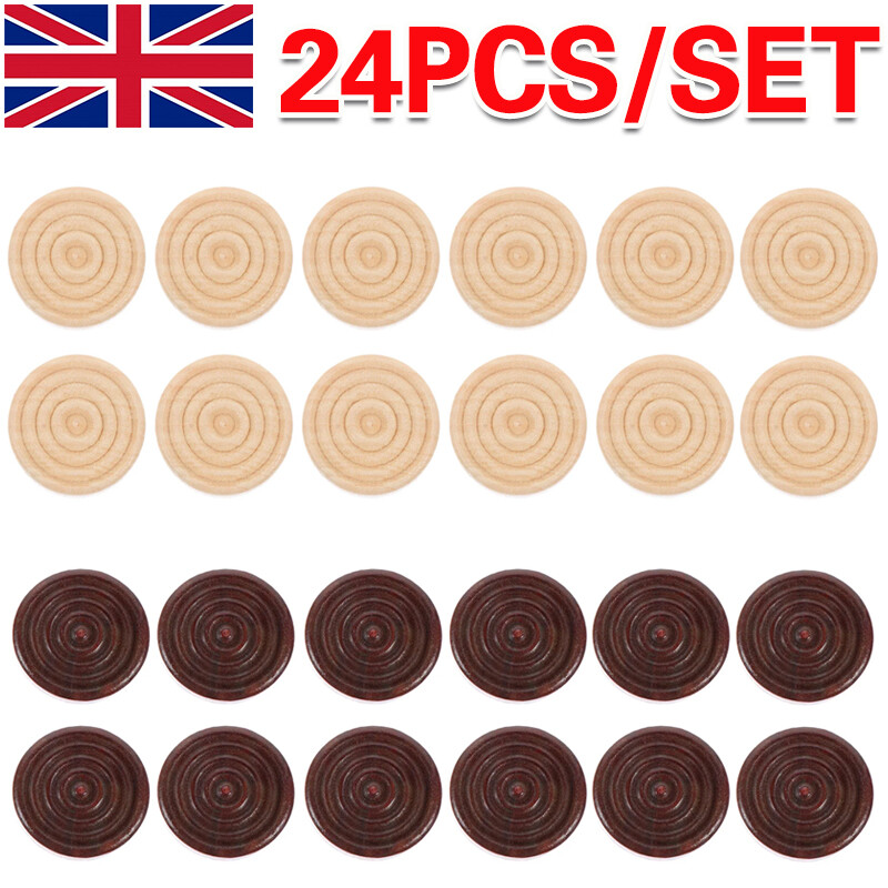 24Pcs Chess Game Accessories Backgammon  Wooden Draughts Checkers Pieces