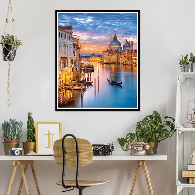 Full Square Round Diamond Diamond Painting Seaside Town And Light - Shop at LoveMi