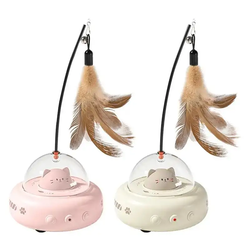 Electric Cat Interactive Toy Pet Toys With Feather Cat Teaser Wand Rechargeable Electric Sensing Pet Toys For Chasing Training