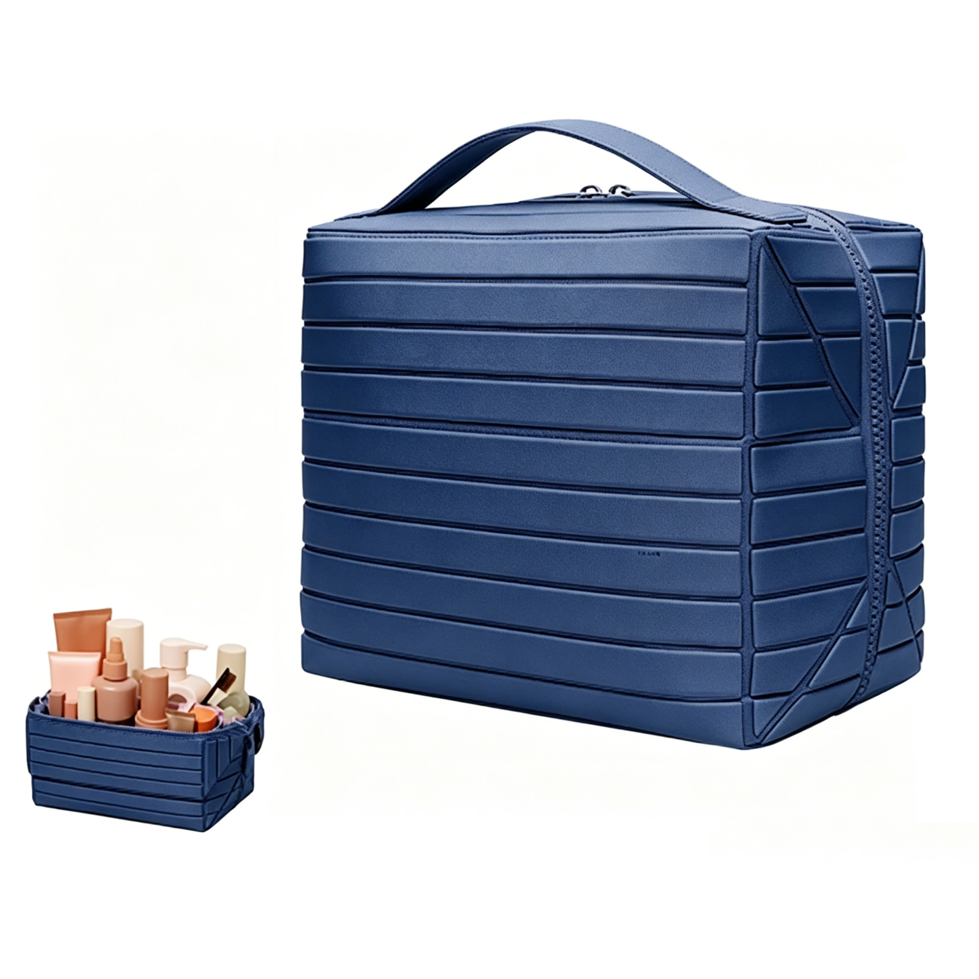 Foldable Standing Makeup Bag With Large Capacity And Multiple Compartments, Portable Toiletry Bag, Travel Skincare Products, Cosmetics Storage Bag