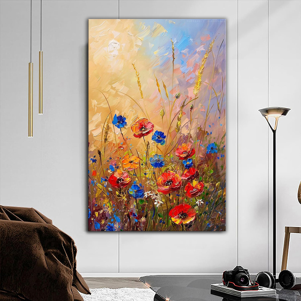 Handmade Oil Painting Canvas Wall Art Decoration Modern Abstract Flowers For Home Living Room Decor Rolled Frameless Unstretched Painting