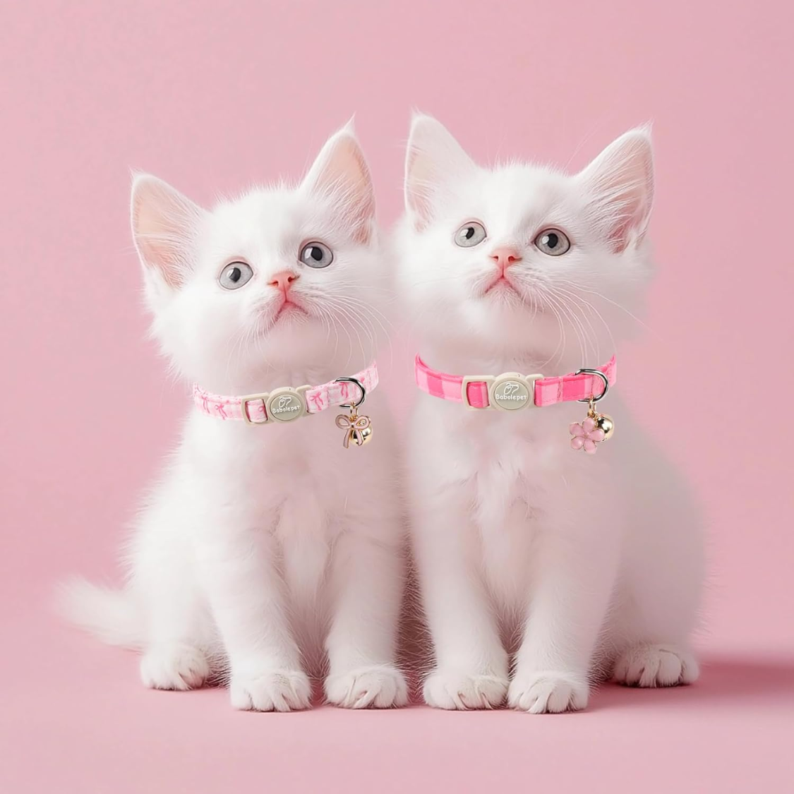 Lot de 2 colliers pour chat roses printemps-été avec pendentif cloche, nœud et fleur – Image 5