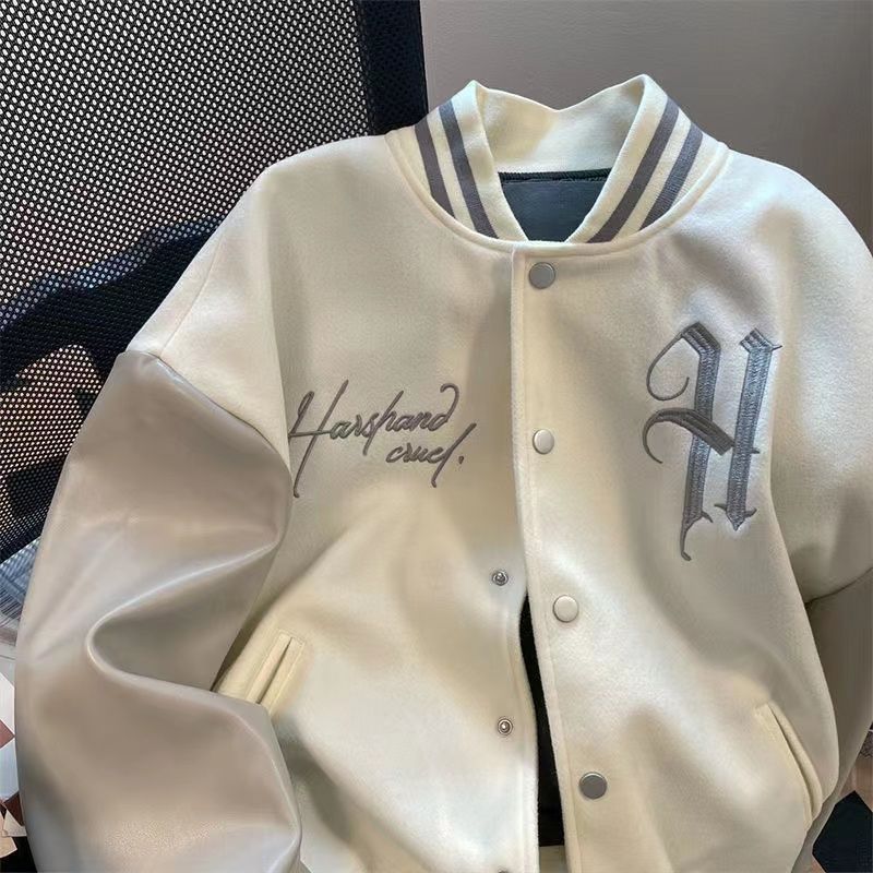 Title 2, Embroidered Design Baseball Uniform Lapel Jacket