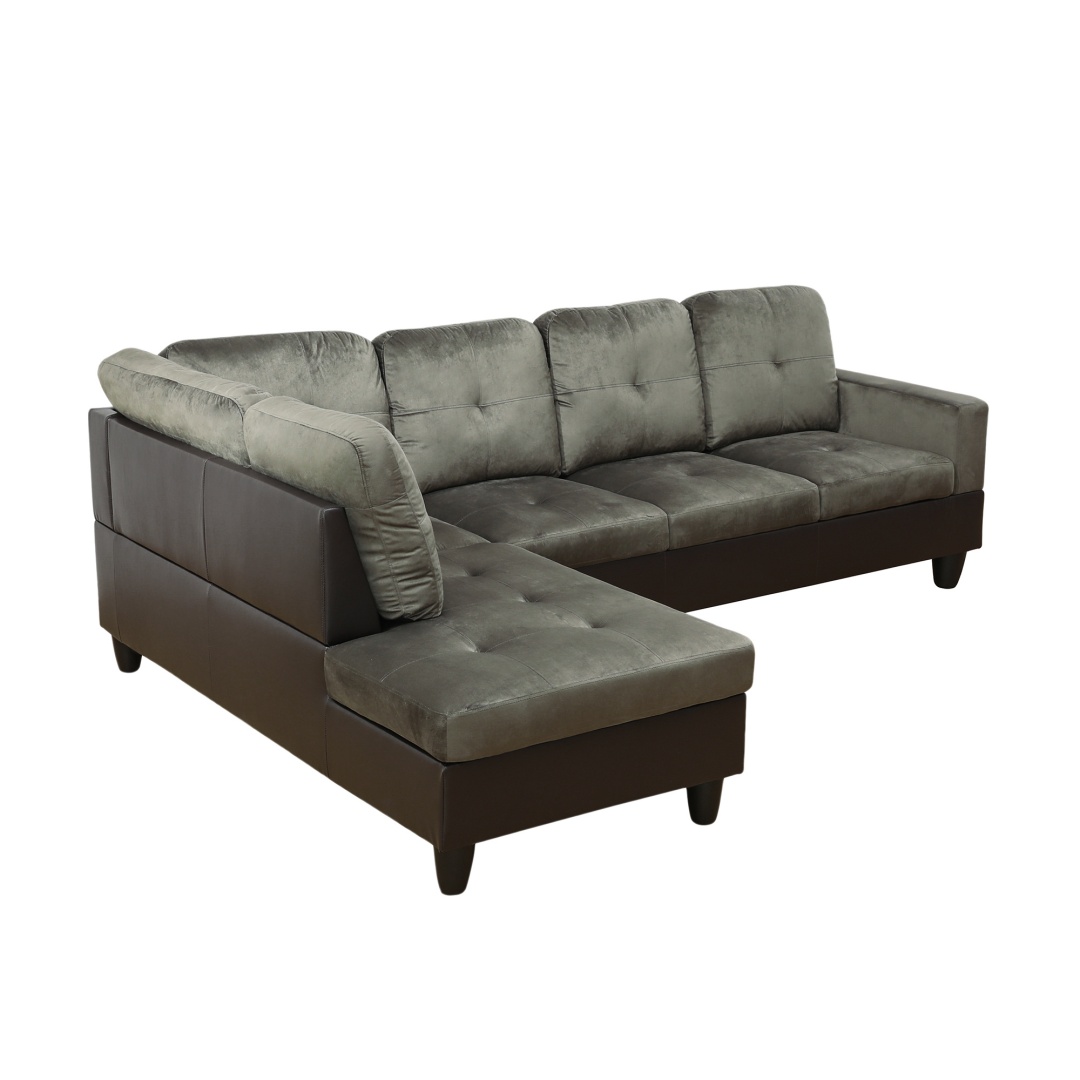 Taupe Flannel And PVC 3-Piece Couch Living Room Sofa Set