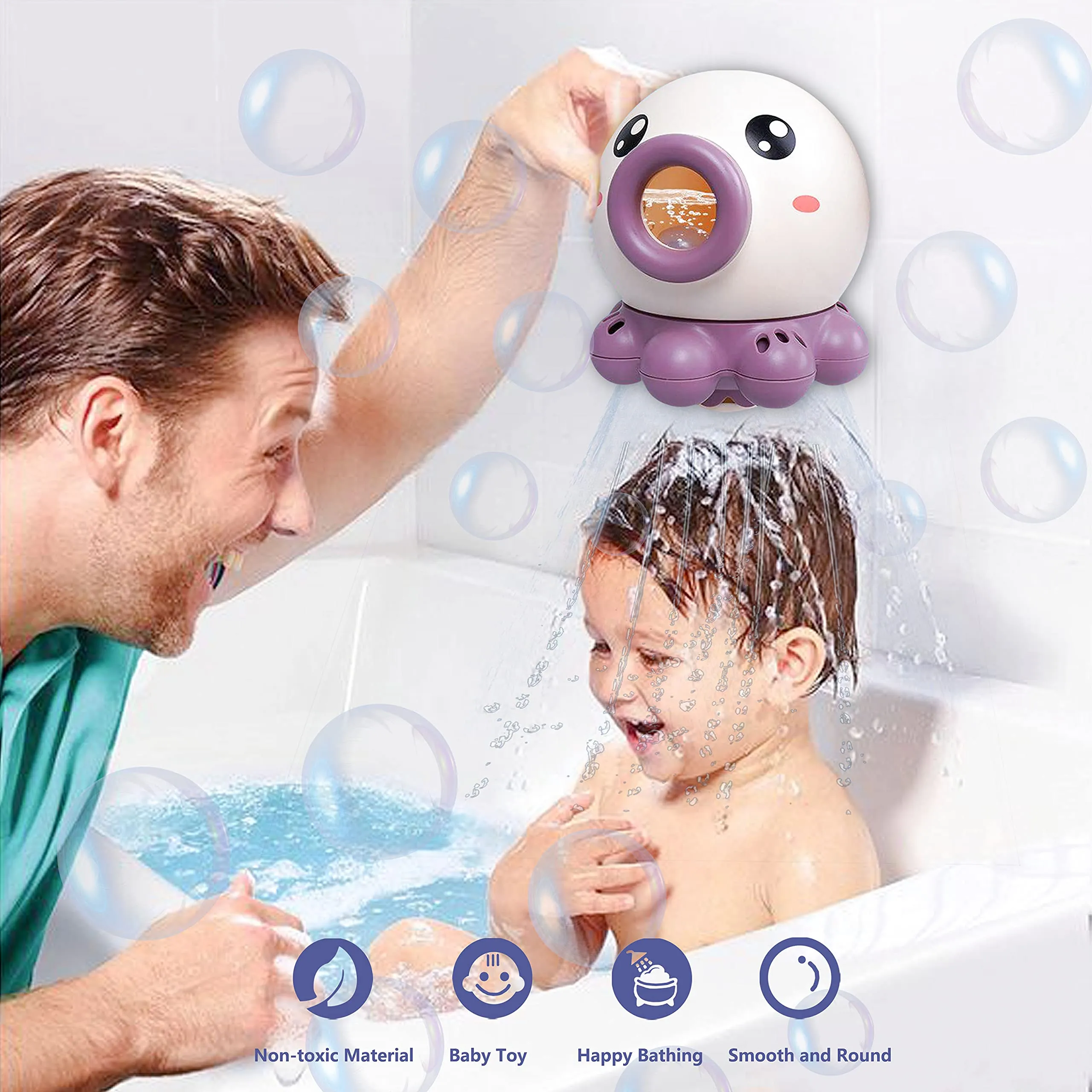 Octopus Fountain Bath Toy Water Jet Rotating Shower Bathroom Toy Summer Water Toys Sprinkler Beach Toys Kids Water Toys – image 2
