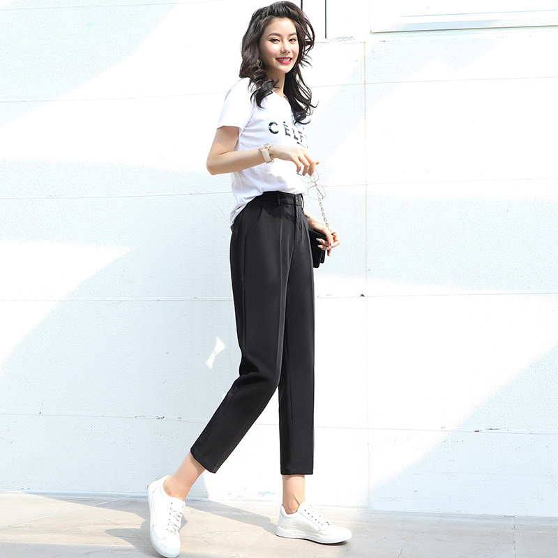 Black summer cropped trousers