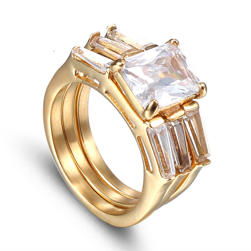 Women's Titanium Steel Diamond Ring