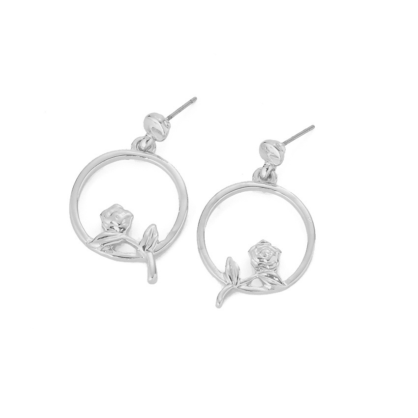 Title 4, Female Small Rose Ring Circle Pendant Earrings