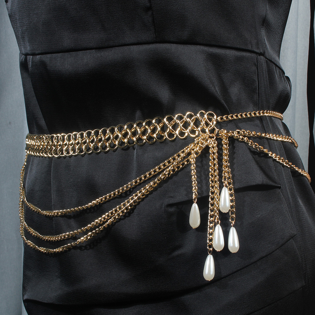 Title 3, Body Chain Exaggerated Geometric Pearl Droplet ...