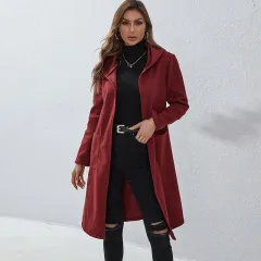 Autumn And Winter New Loose And Long All-match Bottoming Sweater Coat - Dark Red - View 1