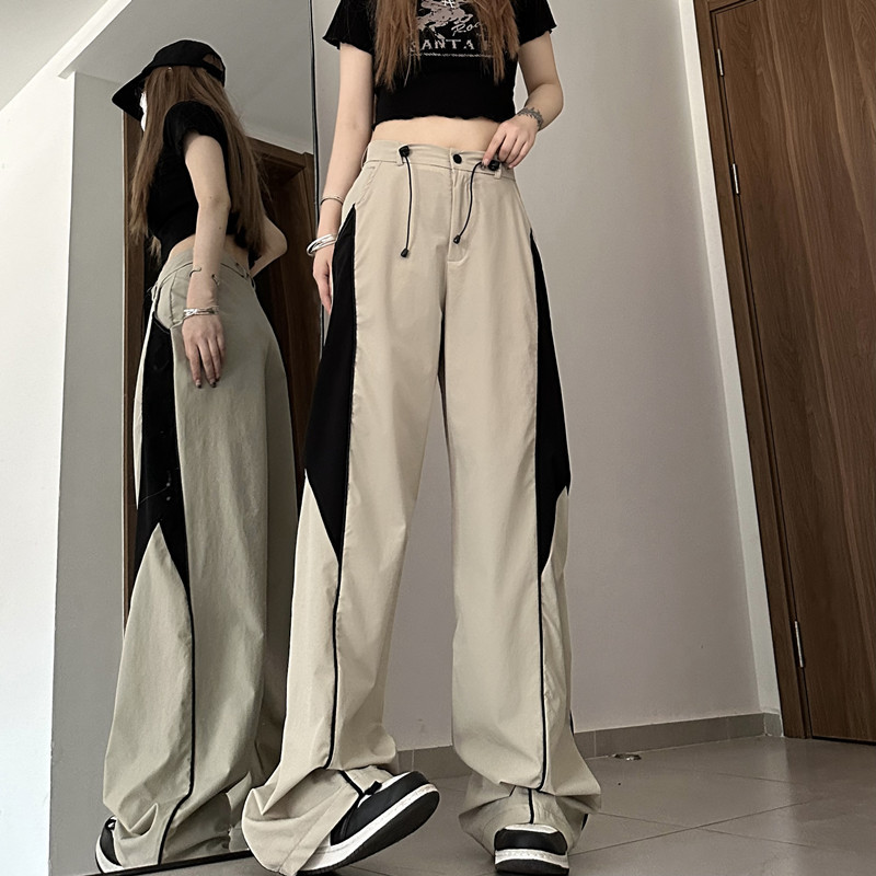 Title 12, Retro Wide-leg Pants for Women, Loose Fit, Draw...