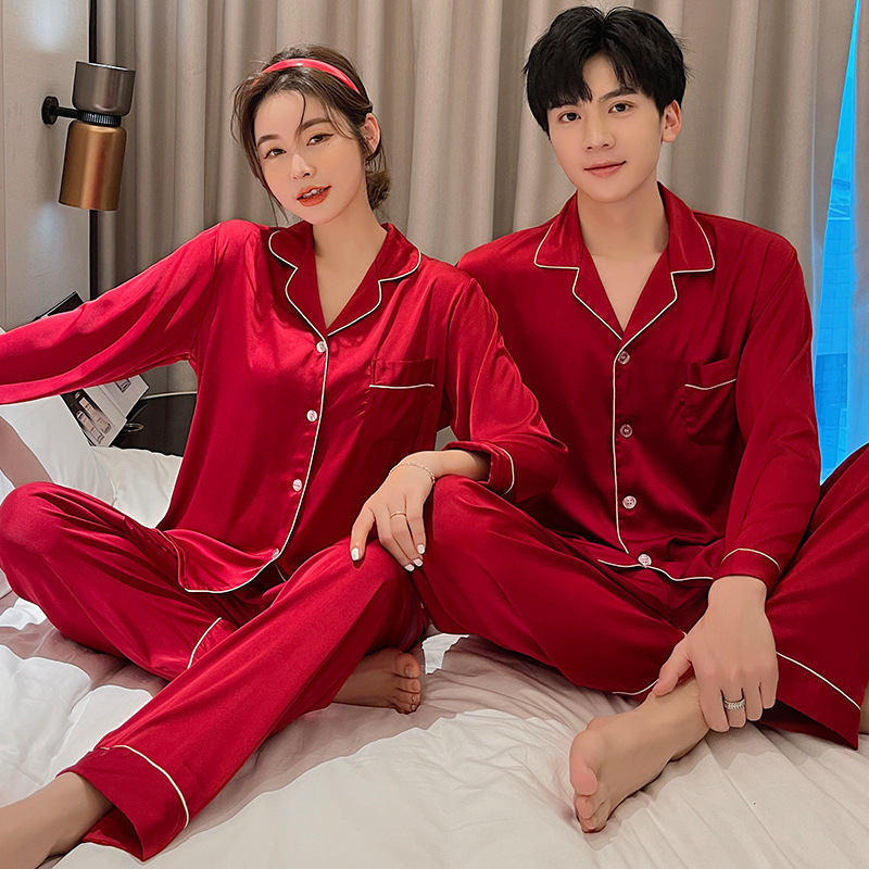 Pajamas Couple Long Sleeved Two Piece Suit
