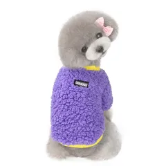Teddy Bichon Pomeranian Small Dog Pet Winter Warm Two-legged Sweatshirt - Purple - View 1