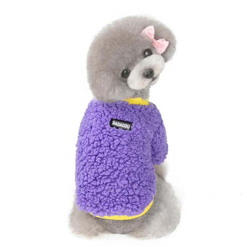 Teddy Bichon Pomeranian Small Dog Pet Winter Warm Two-legged Sweatshirt - Purple