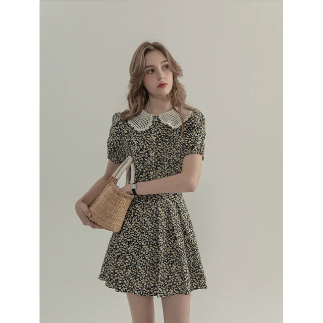Bubble Sleeved Floral Short Sleeved Top For Women Half Length Skirt - Shop at LoveMi