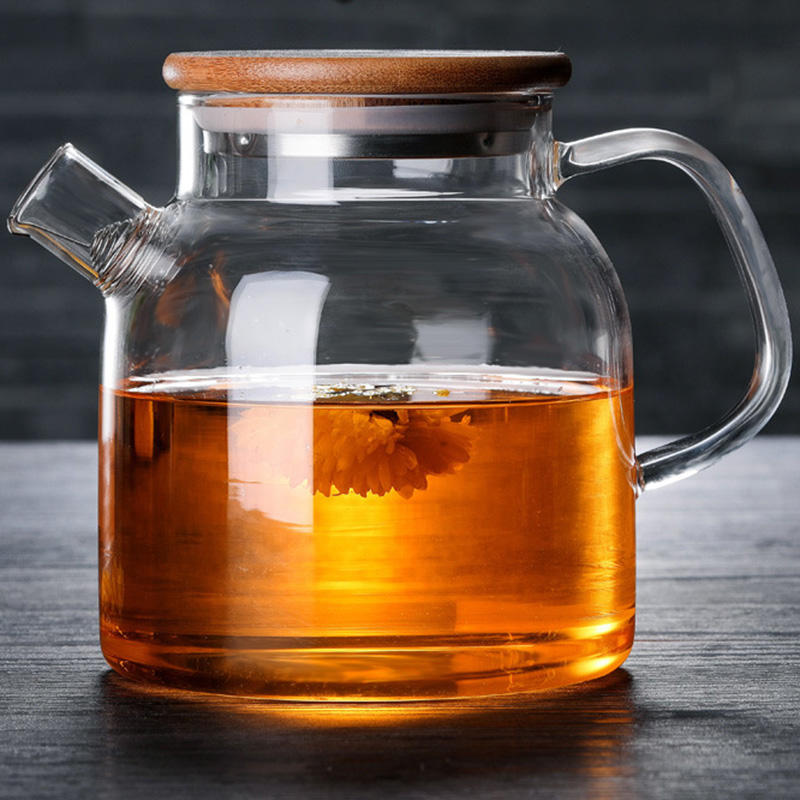 Heat-Resistant High Borosilicate Glass Teapot Glass Bamboo Cover