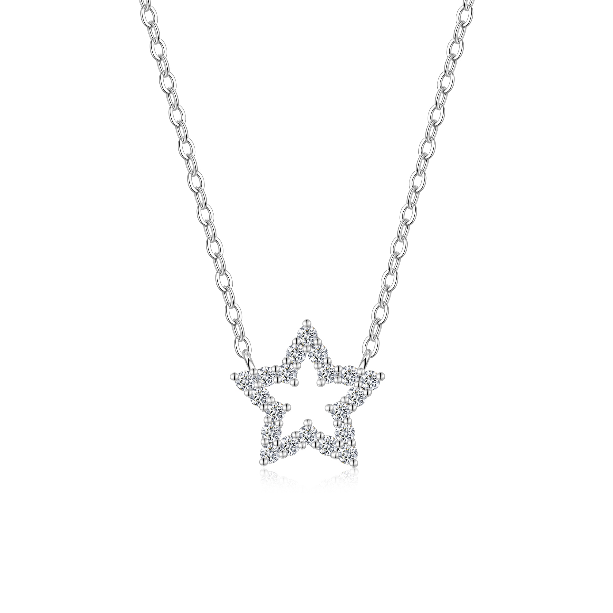 A Luxurious And Fashionable Minimalist Jewelry Pendant Necklace Featuring Top-quality Moissanite, Made Of S925 Silver Electroplated With Platinum.