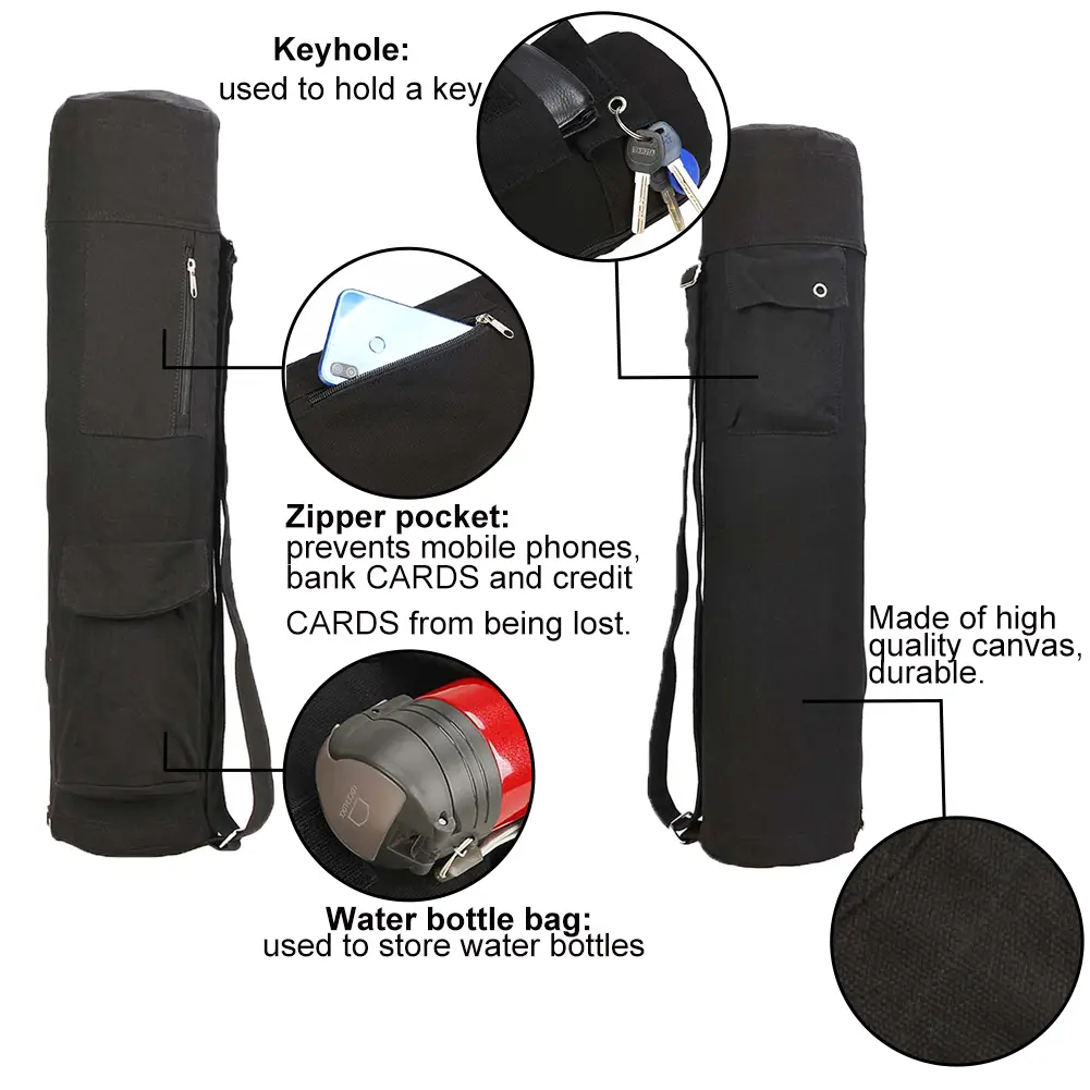 Yoga Mat Bag with Storage Pockets and Adjustable Shoulder Strap