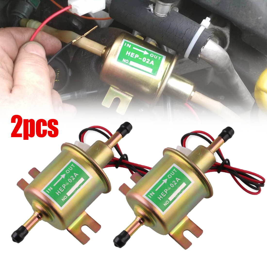 2PCS Car 12V Electric Fuel Pump HEP-02A Universal Inline Low Pressure Gas — image 2