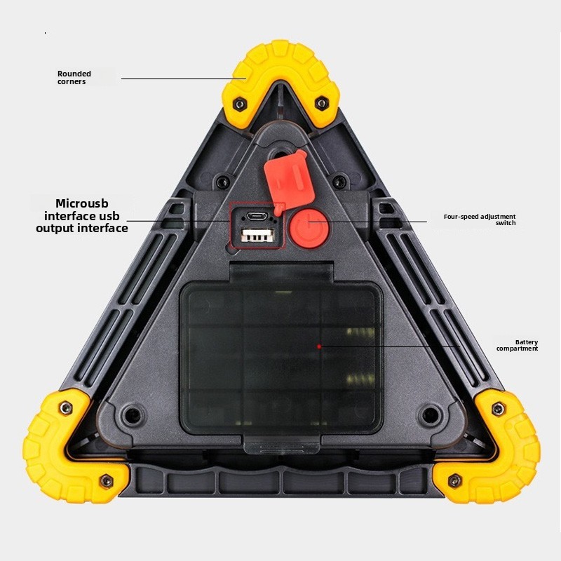 30W Car Breakdown Triangle LED Emergency Safety Stop Sign With Red Warning Light — image 2