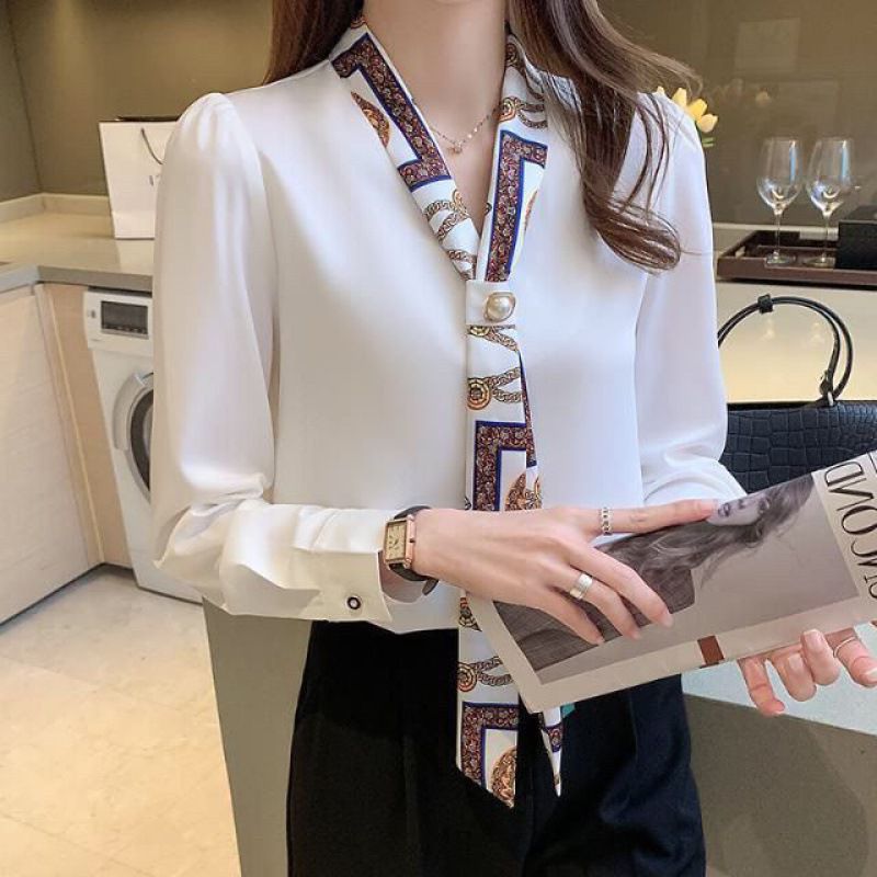 Title 3, Solid Color V-neck Long-sleeved Tie Professiona...