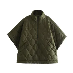 Fashionable Loose Cloak Coat Women - Green - View 1