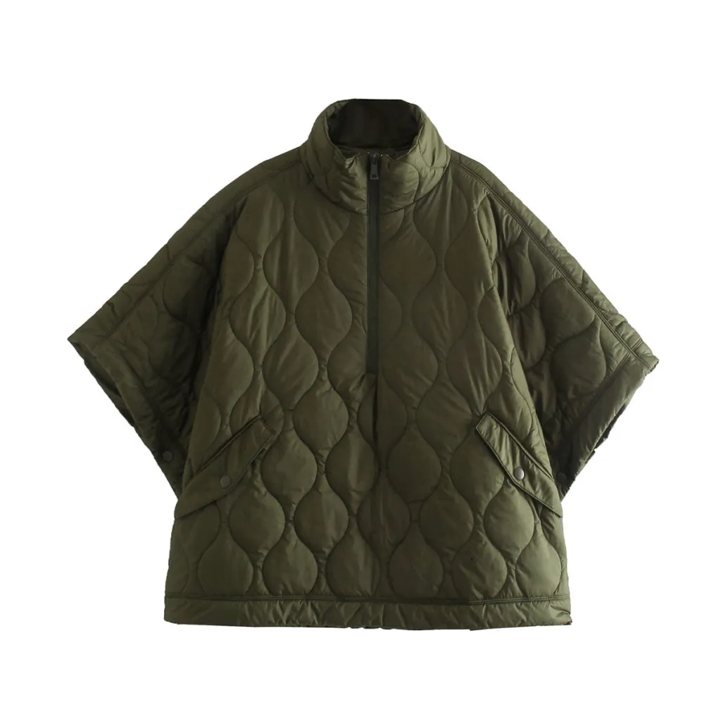 Fashionable Loose Cloak Coat Women - Green
