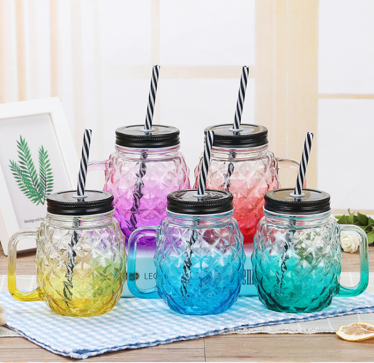 Title 6, Water cup pineapple cup glass mason jar glass b...