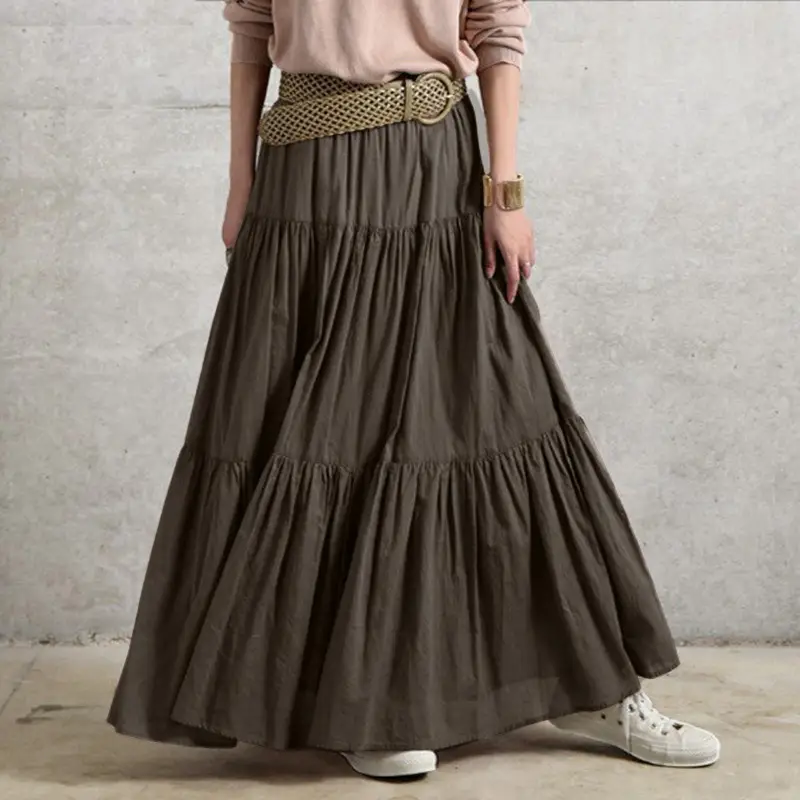 New Ladies Ruffle Casual Pleated Vintage Skirt