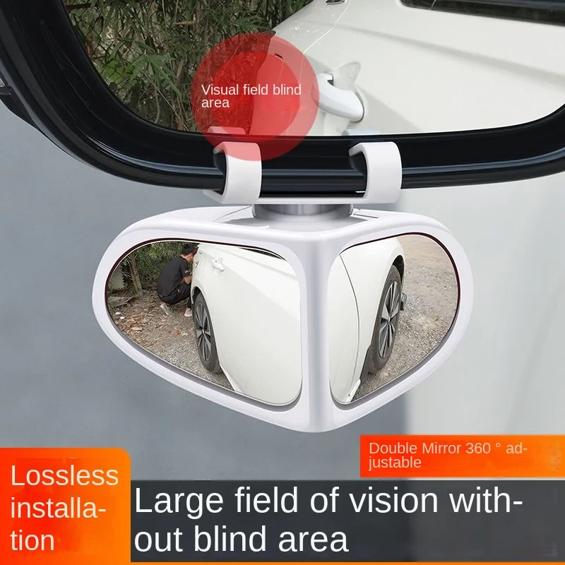 Car Reversing Small Round Mirror Front And Rear Wheel Wide-Angle Mirror Double-Sided Auxiliary Rearview 360 Adjustable Wide Angle Side Rear View Mirror For Car — foto 18