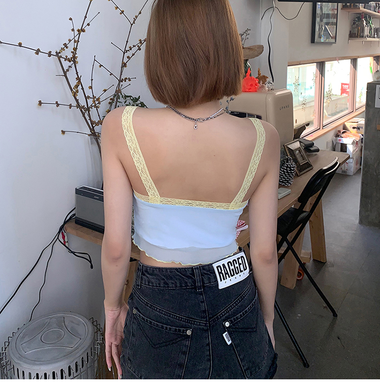 Blue Series Lace Sling Women'S Bottoming Outer Wear Slimming Waistcoat Top