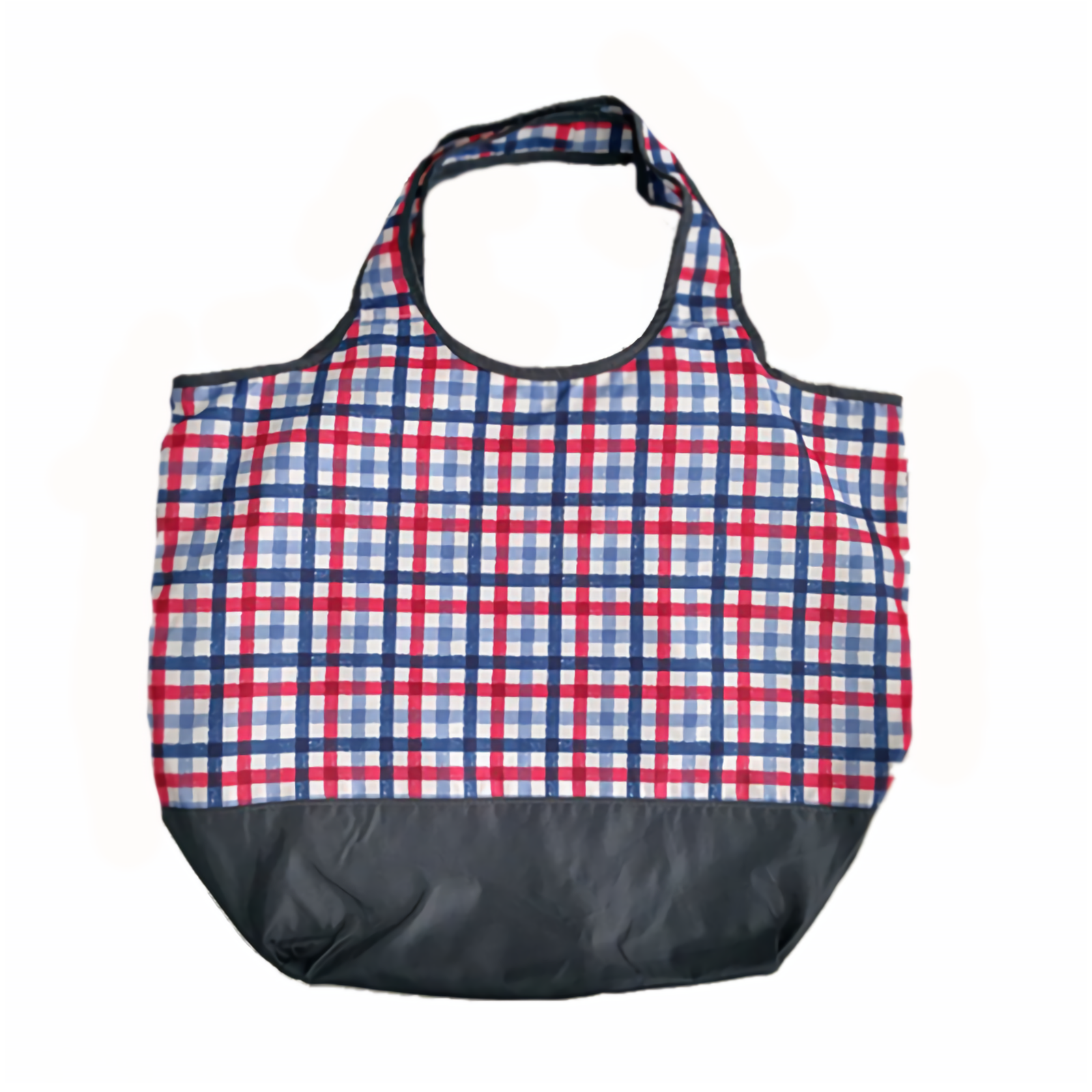 AT FIRST Reusable Eco-Friendly Shopping Bag Protable Foldable Storage Bag 2Sizes AF5707-red&blue Grid-700042