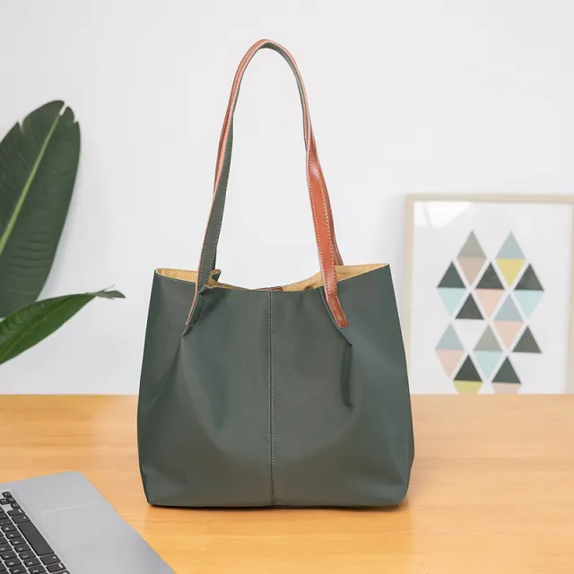 Large Capacity One shoulder Casual Canvas Tote Bag Women's Shoulder Bag Waterproof Oxford Cloth Green - Shop at LoveMi