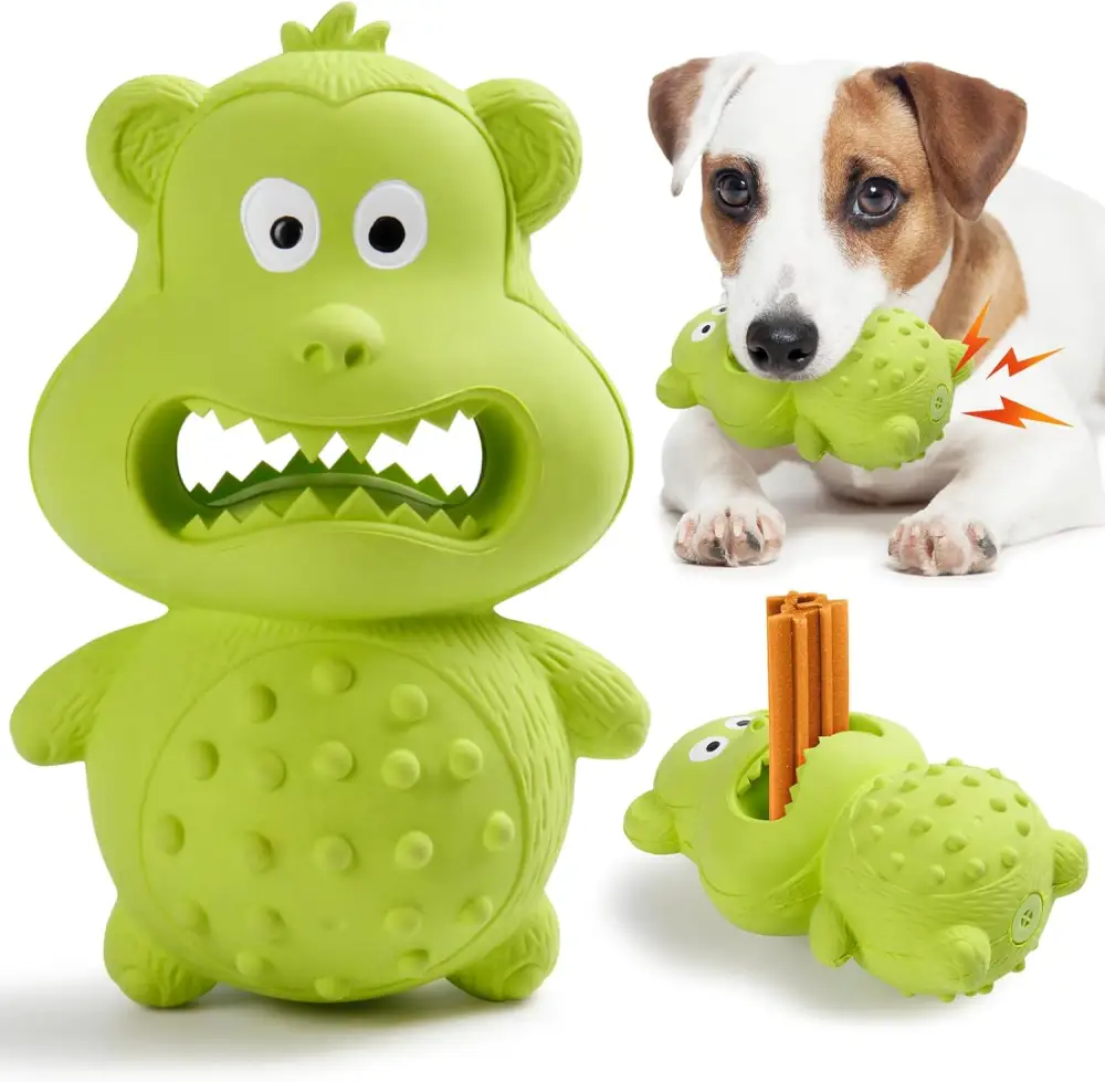 Dog Toys for Aggressive Chewers Natural Rubber Squeaky Dog