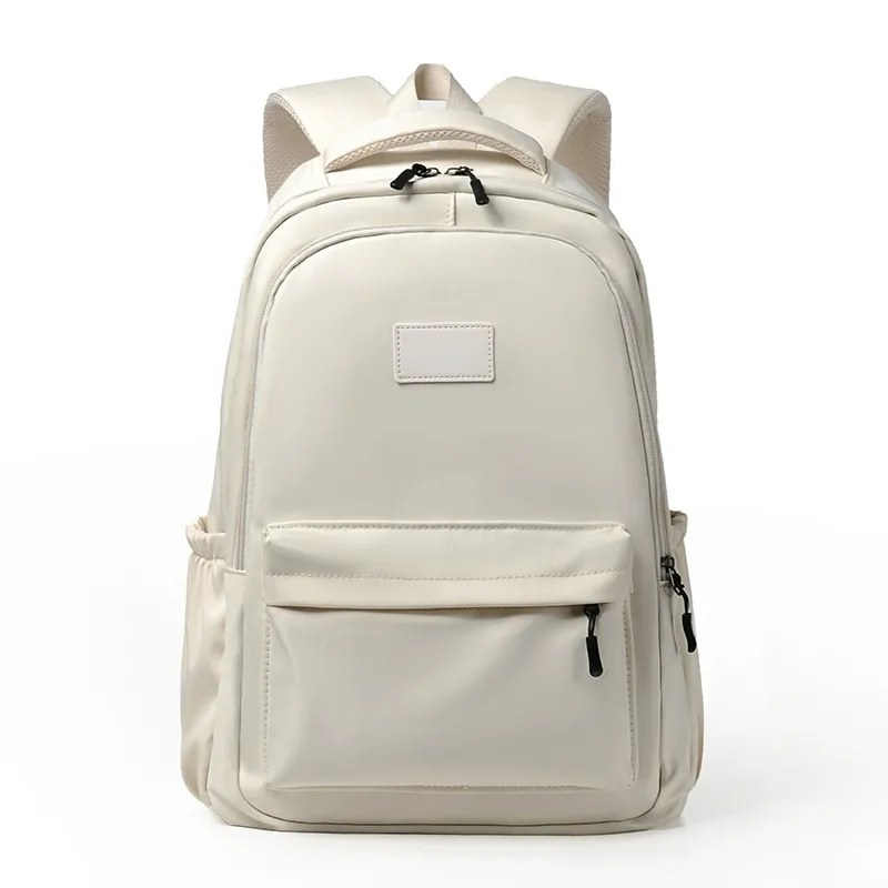 Fashion Oxford Backpack Waterproof Large Capacity Junior High School Students Schoolbag Girls Solid Campus Travel Bags Women - White