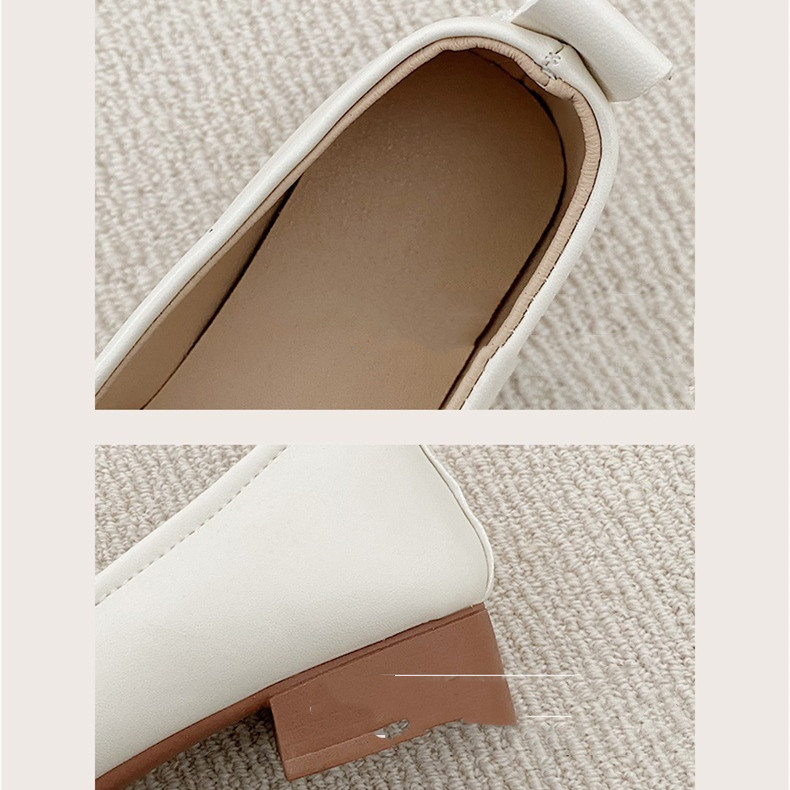 Bow Knot Sweet Colorblock Chunky Heel Slip-on Shoes