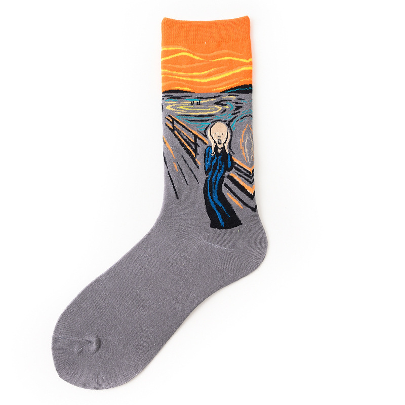 European And American Retro Abstract Art Van Gogh Oil Painting Socks
