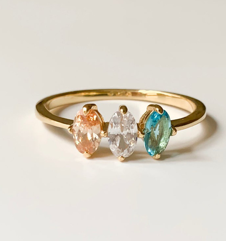Mother's Ring Tricolor Birthmark Ring