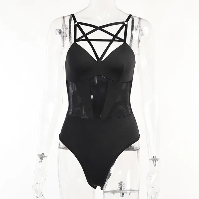 European And American New Style Hollow Sexy Mesh Bodysuit Women Black - Shop at LoveMi
