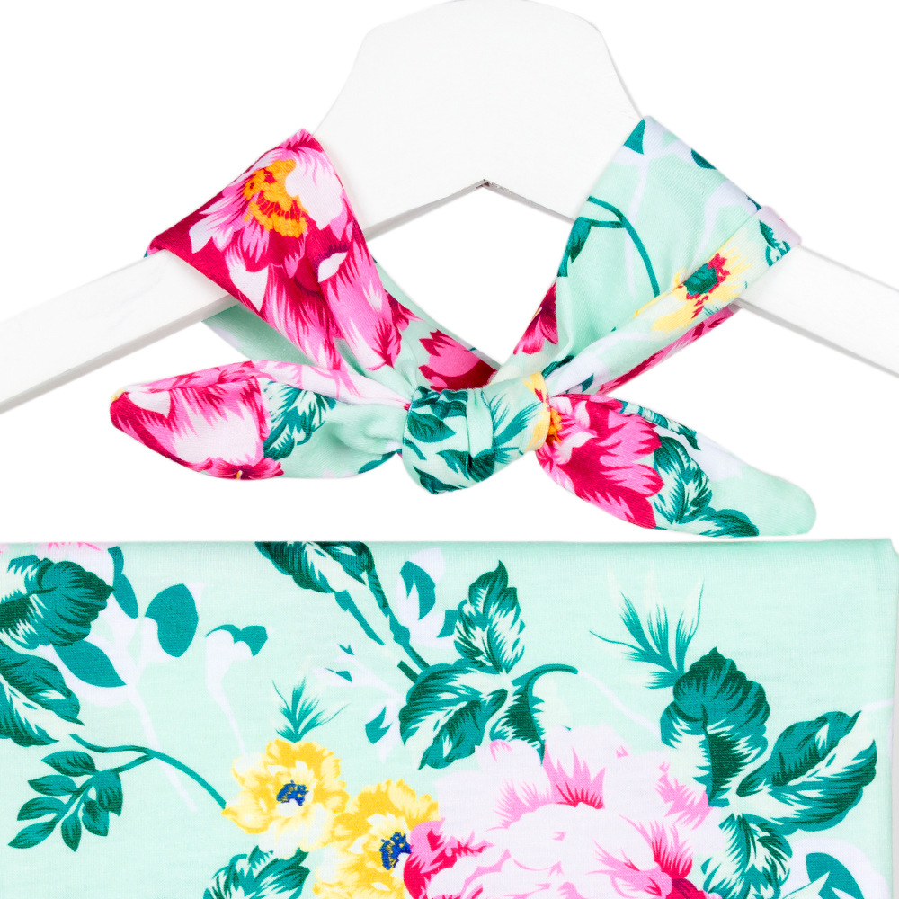 Birth Gown Printed Robe Baby Blanket Headband