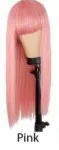 Qi Bangs Black And Brown Long Straight Hair Light Pink - Shop at LoveMi