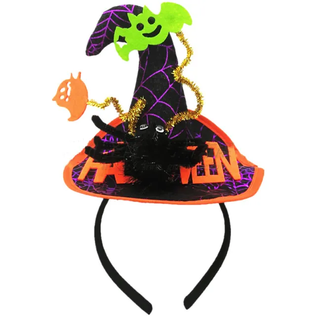 Halloween Letter Spider Witch Hat Headband Masquerade Atmosphere Props Bat Ghost Hair Accessories 1Style - Shop at LoveMi