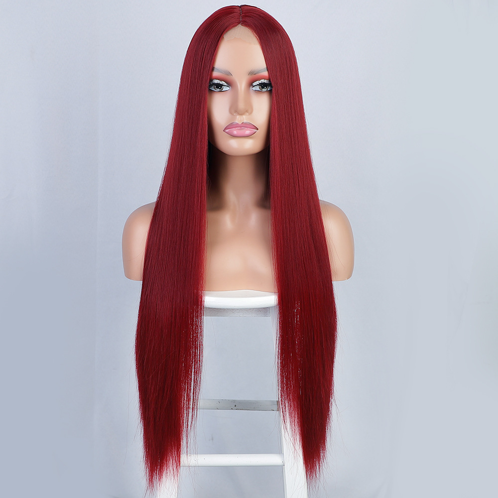 Front Lace Long Straight Hair Chemical Fiber Wig 1557Color - Shop at LoveMi